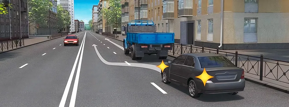 Какой маневр намеревается выполнить водитель легкового автомобиля?