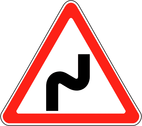 Дорожный знак 1.12.1, 1.12.2. Опасные повороты