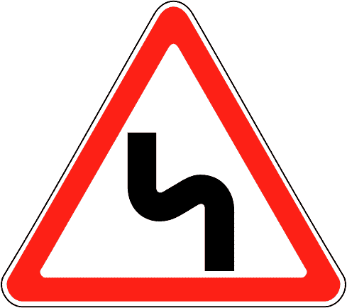 Дорожный знак 1.12.1, 1.12.2. Опасные повороты