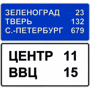 Дорожный знак 6.12. Указатель расстояний